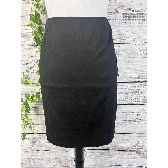 Dalia Collection Skirt size 6 Black Pencil Ponte Knit Knee Stretch Career Casual - Picture 2 of 9